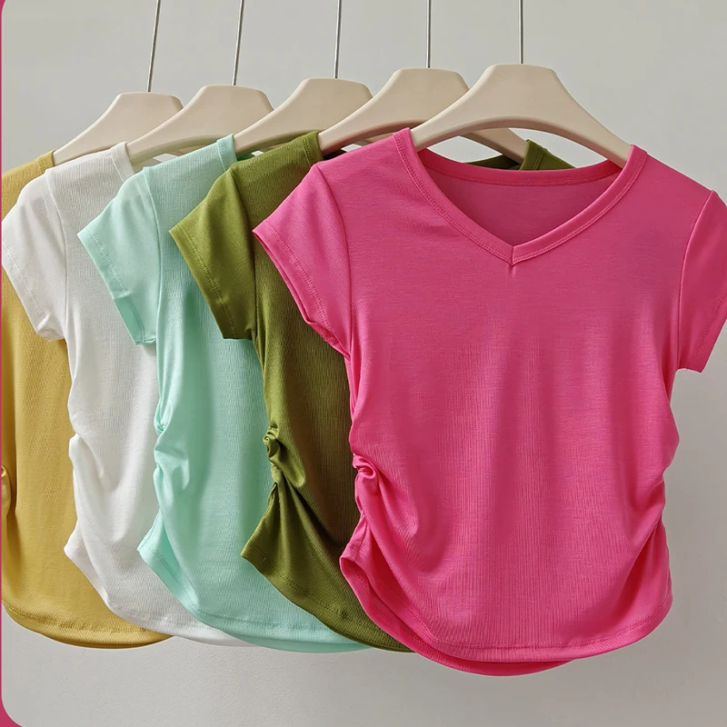 Women's Yoga Top Short Sleeve Sport T-Shirt Fitness Gym Running Active Wear Comfortable Yoga Shirt Breathable Gym Clothing