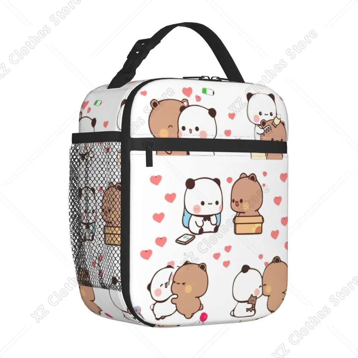 Love Story Insulated Lunch Bag for Women Leakproof Peach And Goma Thermal Cooler Bento Box Beach Camping Travel