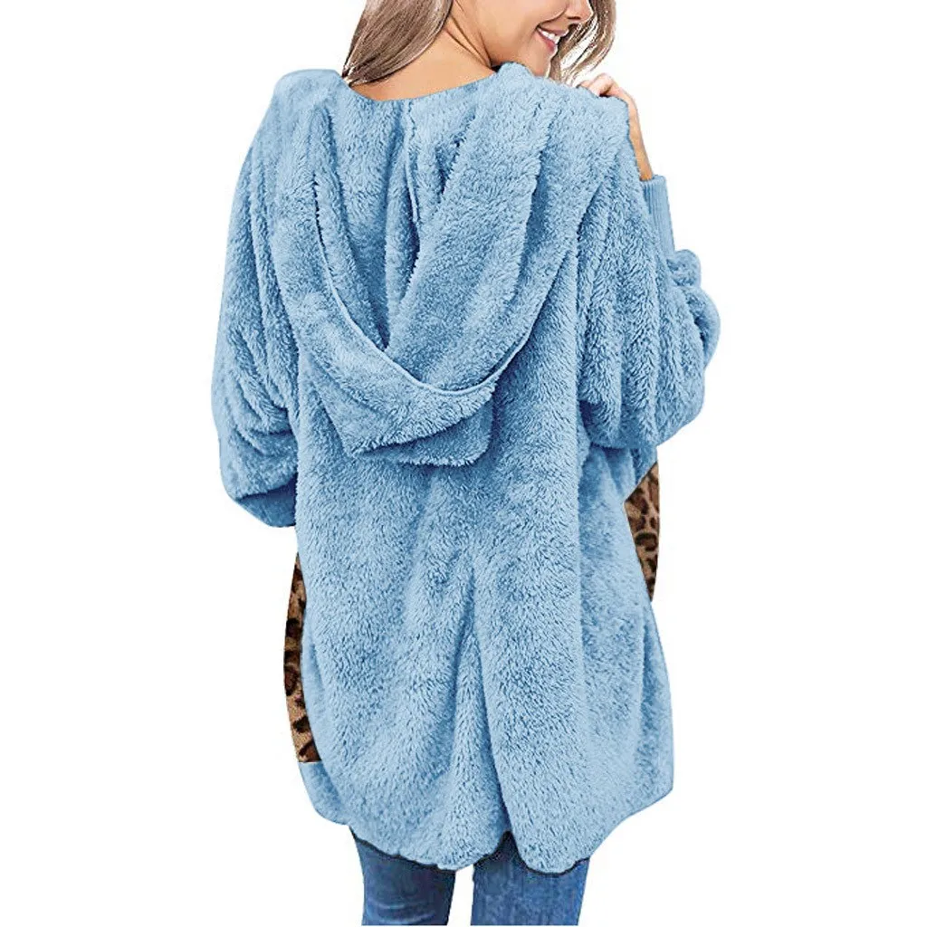 Winter Fleece Sweater Sherpa Fleece Hooded Oversized Long Cardigan Teddy Fluffy Autumn Winter Warm Wear Female Sweaters 2024