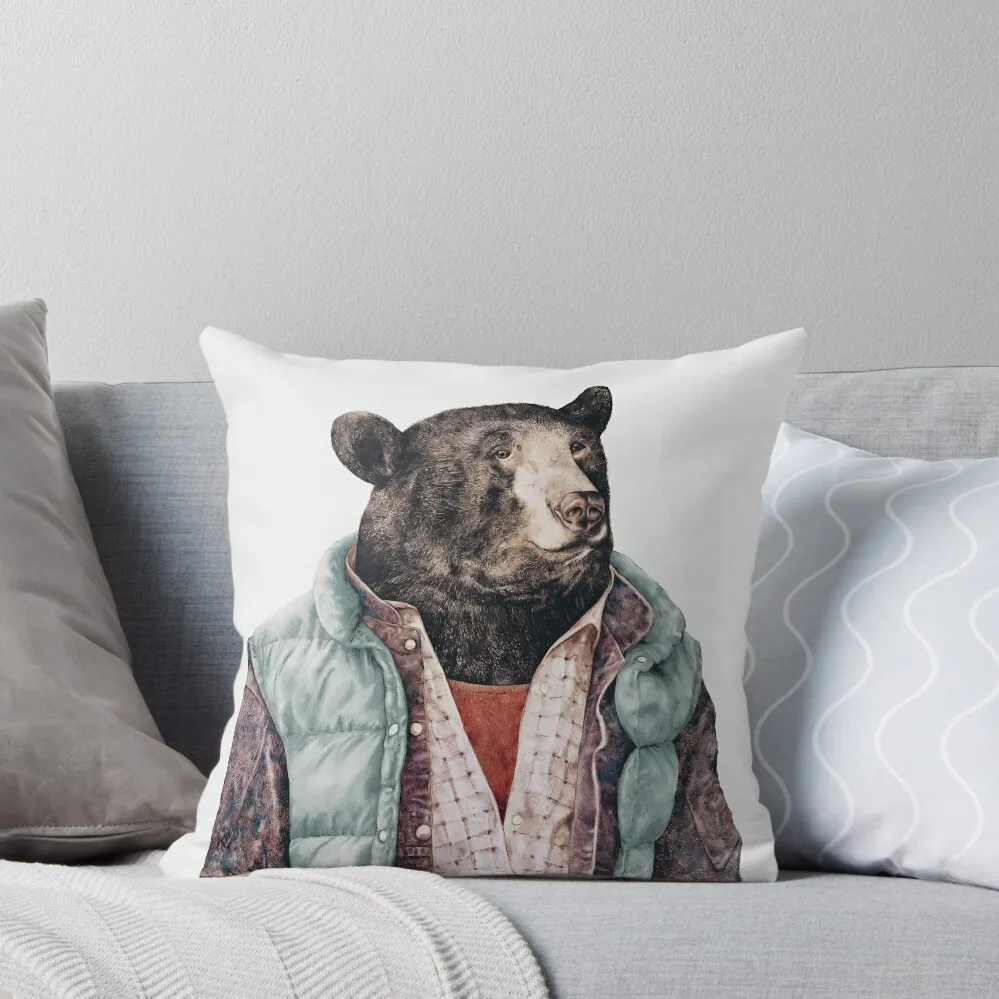 

Black Bear (Green) Throw Pillow Pillow Decor Christmas Pillow Covers Pillowcases For Pillows