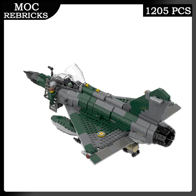 Military Series Weapons Mirage 2000N Fighter MOC Building Block WW2 Assemble Aircraft Model Brick Toy  Boy Birthday Gifts