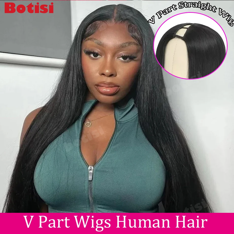 

Парик с V-образным вырезом, прямые волосы, бразильские, без клея, без необходимости оставлять свои волосы, для женщин, 38 дюймов, улучшенная версия, 100% натуральные человеческие волосы, на заколках, полупарик.