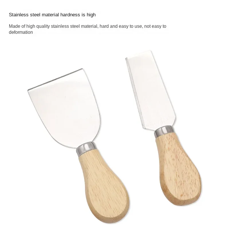 New Oak Handle Cheese Butter Spatula Cream Cheese Stainless Steel Knife Fork Cake Shovel Pizza Tool