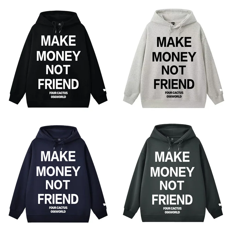 

Retro Creative Letter Printed Hoodie Men Women Cactus Jack Autumn Couple Loose Hooded Pullovers