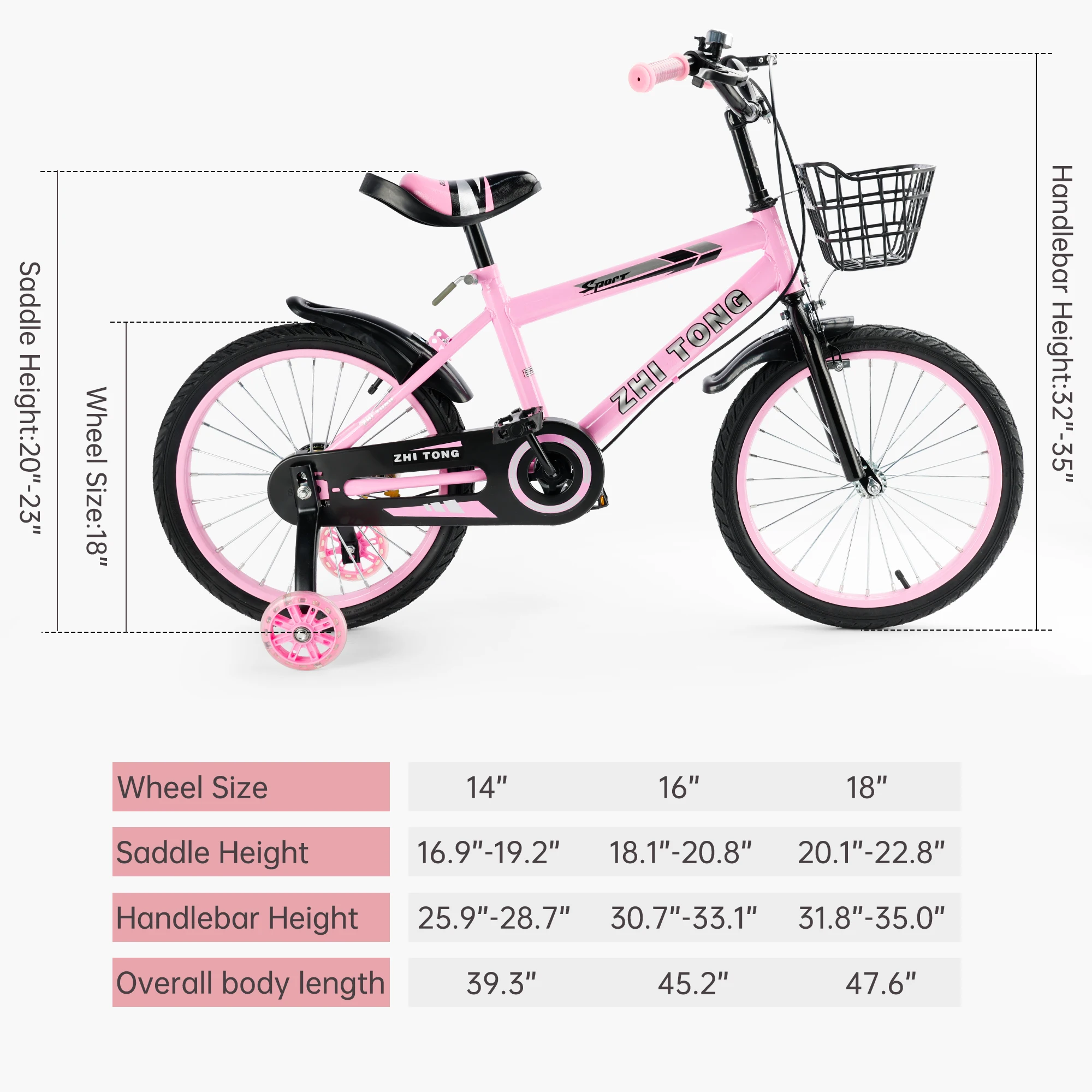 Artudatech 14/16/18 inches Kid's Bike Child Bicycle Boys and Girls with auxiliary wheel