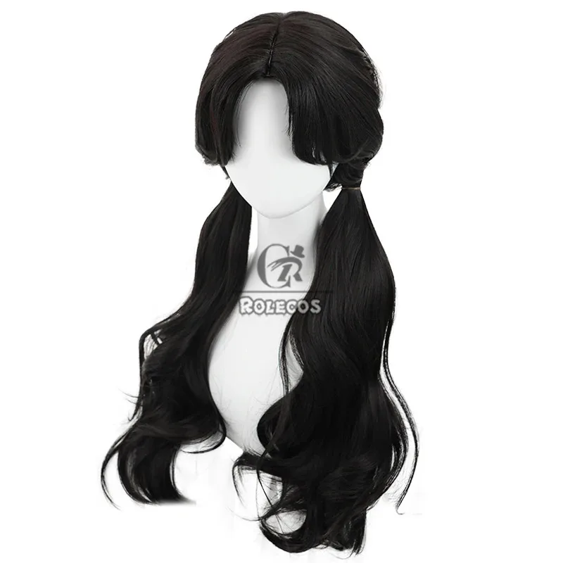 ROLECOS Naraka Bladepoint Prelude Ziping Yin Cosplay Wigs Ziping Yin 60cm Long Wavy Black Wig Heat Resistant Synthetic Hair