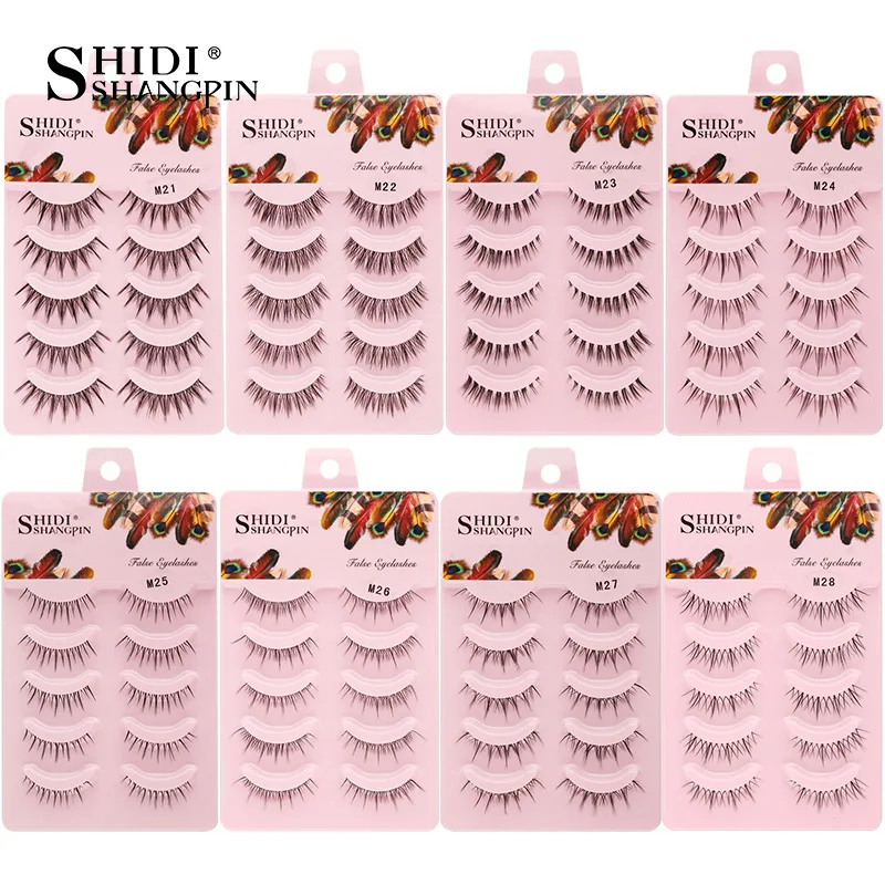 SHIDISHANGPIN 3/5 Paar halbe Wimpern, transparenter Stiel, unsichtbares Band, künstliche Nerzwimpern, wiederverwendbar, falsche Wimpern, natürlich, flauschig – Detail 32