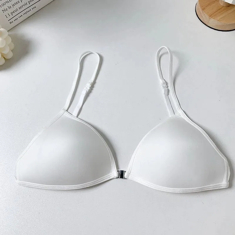 Dámská ultratenká francouzská podprsenka s předním knoflíkem, push-up podprsenka s ramínky, trojúhelníkový košíček, šetrná k pokožce pro malý hrudník BANERDANNI - náhled 5