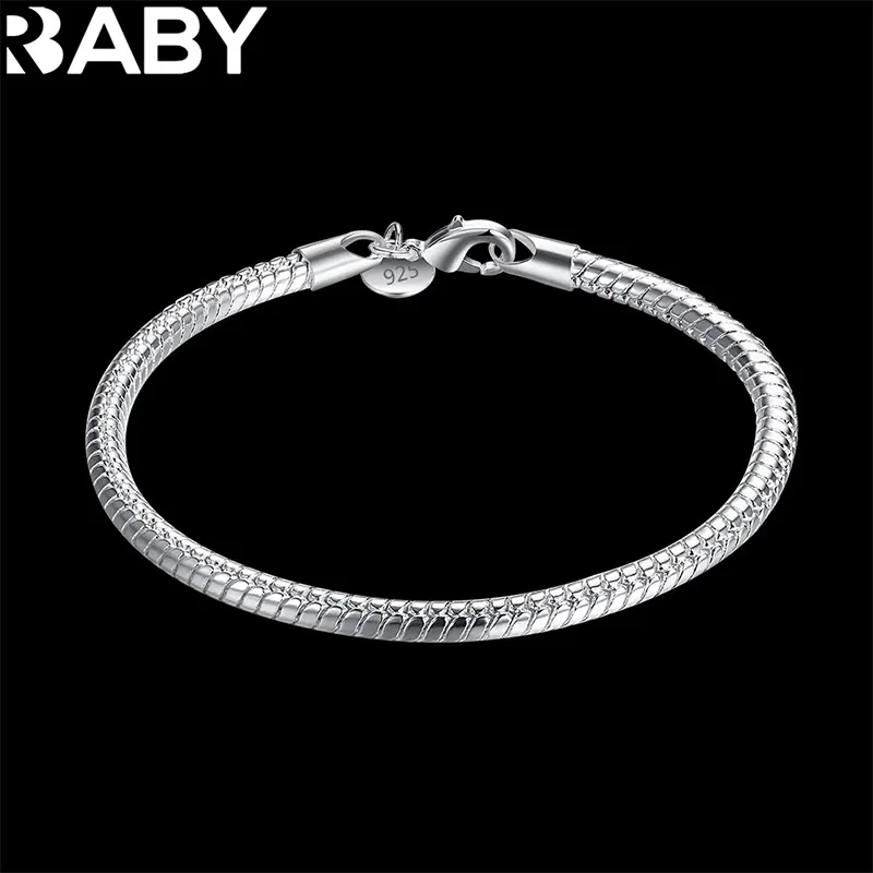 

Hot new 925 Sterling Silver Bracelets for women men 4MM snake bone chain Wedding party Gifts high quality Fashion Jewelry