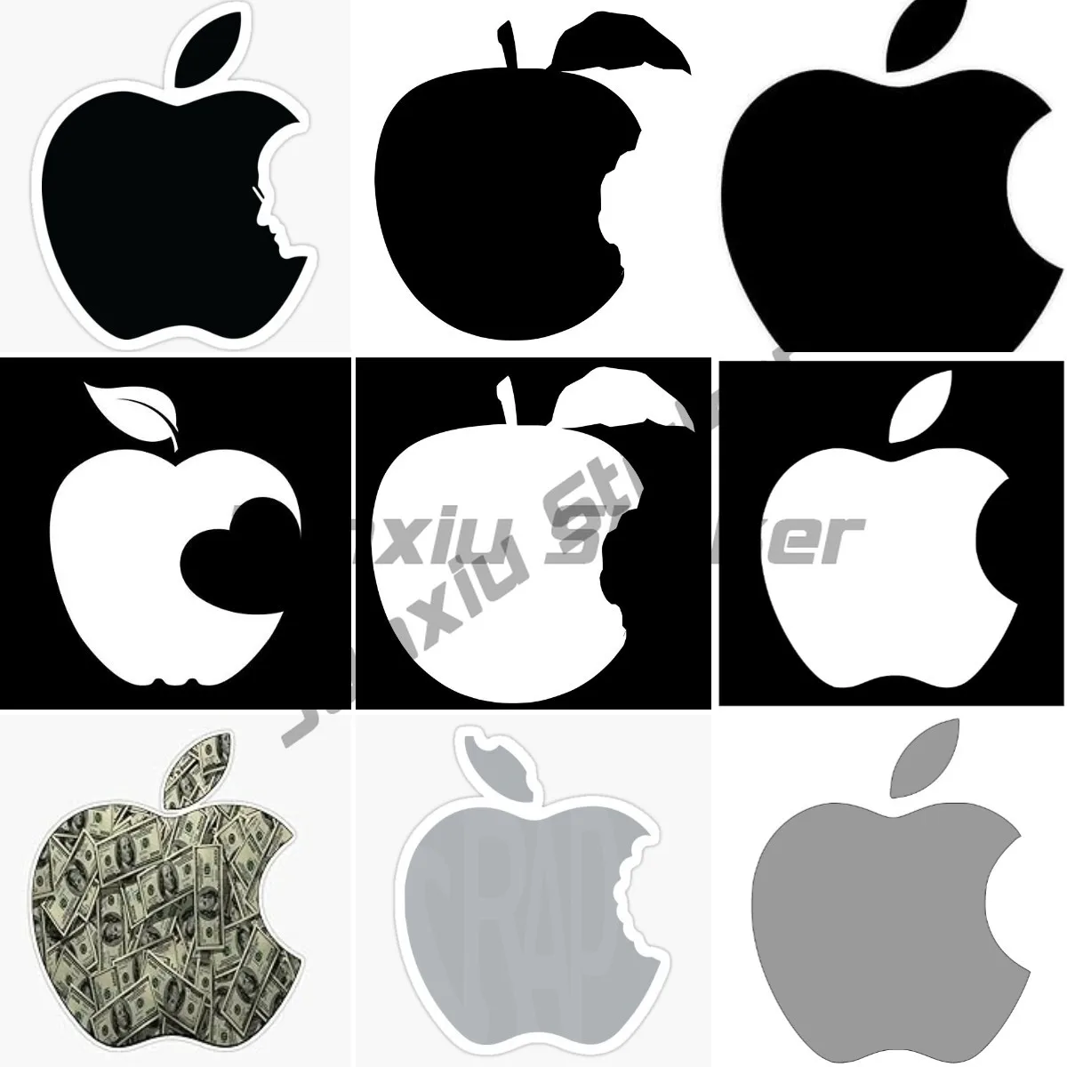 Personalized Classic Design Black and White Apple Laptop Decal Vinyl Waterproof Car Rear Bumper Self Adhesive Decal Decoration