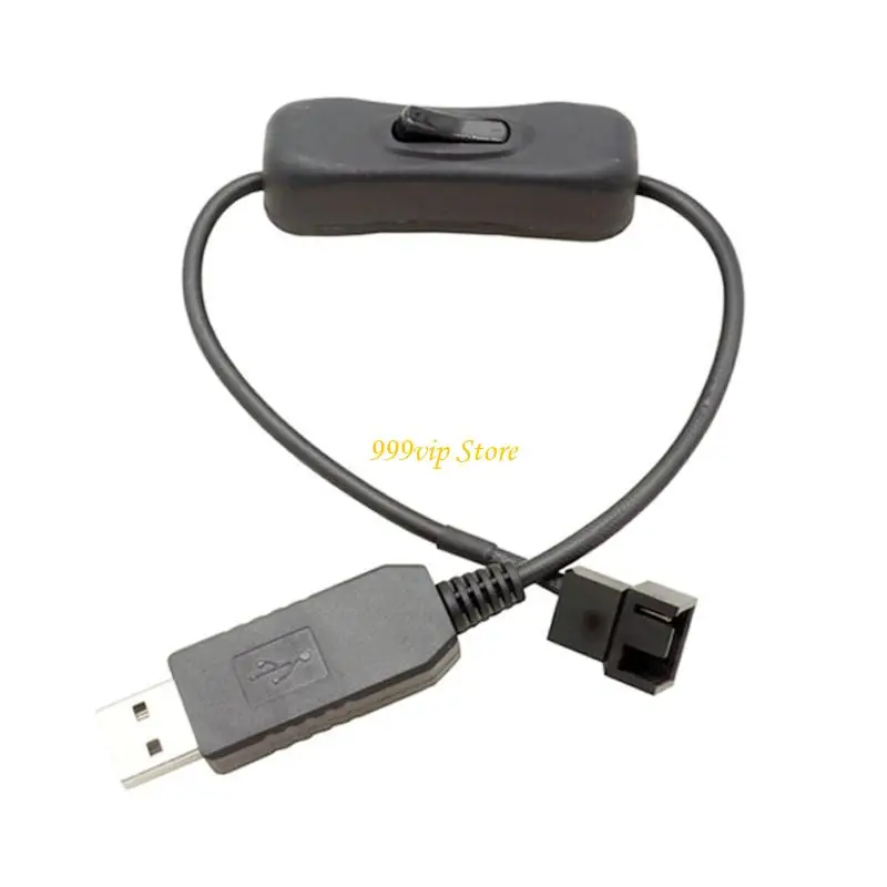 C90C USB Fan Adapter Cable 5V to 12V Step Up Line USB to 4Pin Sleeved Power Cable with ON Off Switch Adapter
