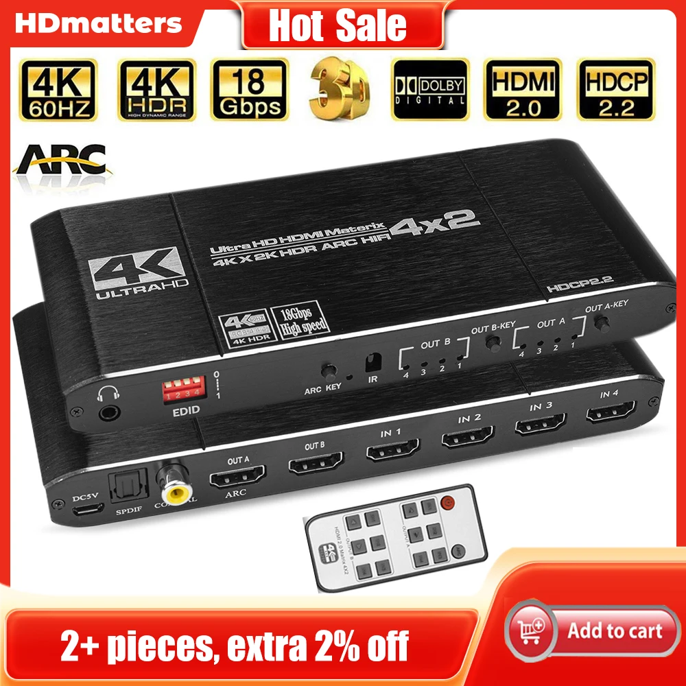 Che cos'è l'archifi e come scegliere il miglior HDMI 2.0 Matrix Switch Splitter 4x2 4K@60Hz HDR ARC HIFI Audio Extractor