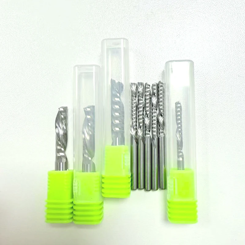 

20pcs 3.175/4/5/6/8mm 3A CNC End Mill Carbide Milling Cutter - Single Flute Down Cut Left Spiral Wooden Working