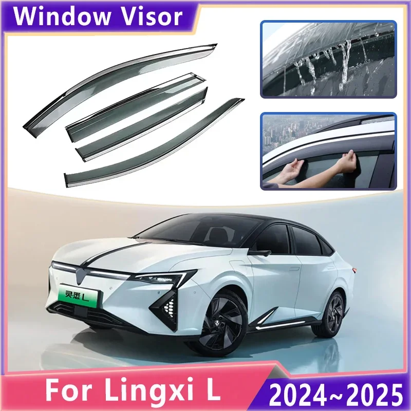 

Side Window Rain Visor For Honda Lingxi L 2024~2025 Weathershield Stainless Steel Bright Strip Deflector Awnings Car Accessories