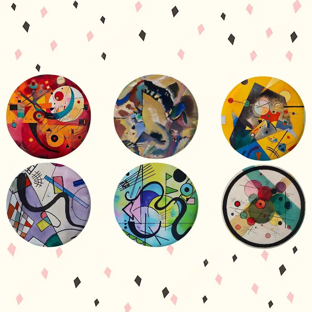 W-Wassily Kandinsky Art Premium Tinplate Round Lapel Pins: Cute Badge Brooches For Shoulder Bag Accessories, Souvenir Gifts