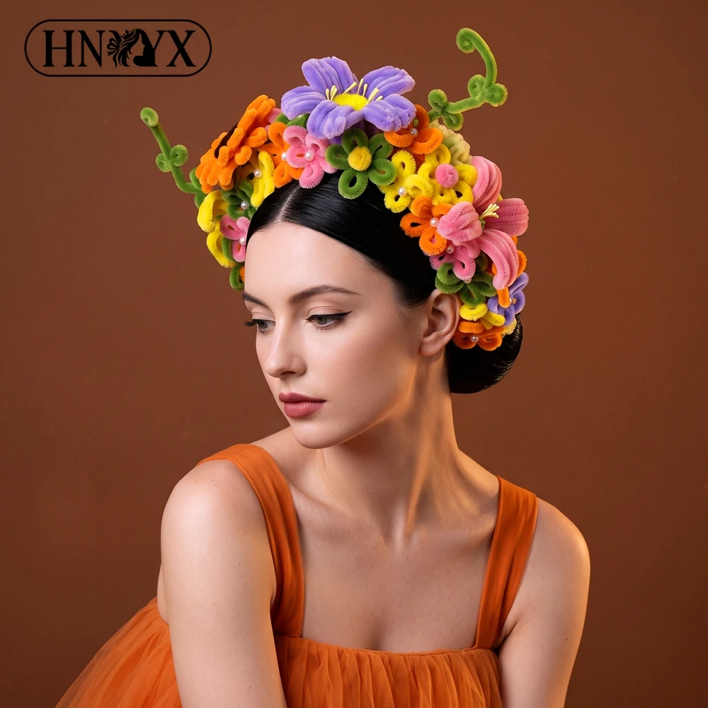 YouLaPan Handmade Multicolor Flower Headband Cute Mixed Floral Hair Hoop Sweet Women Hair Accessory For Party Vacation A366