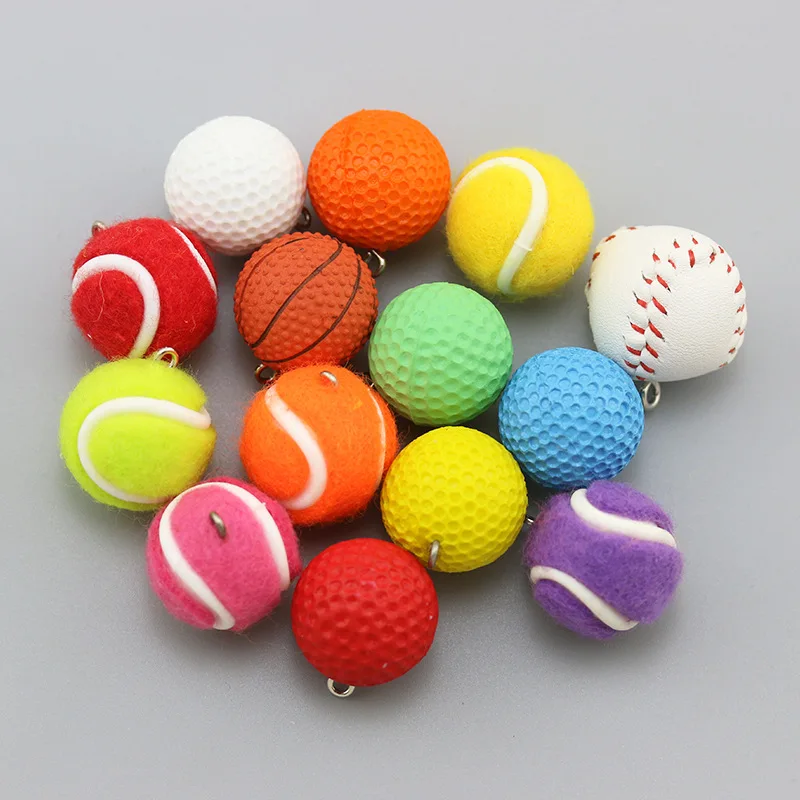 10PCS Simulation Tennis Golf Keychain Pendant Sports Gift DIY Jewelry Accessories
