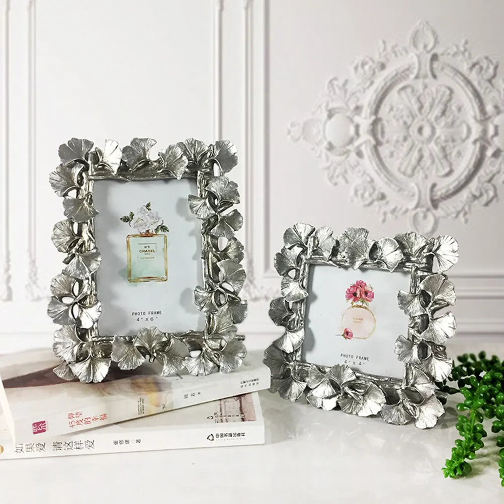 

1Pcs Resin Ginkgo Leaf Picture Frame Stylish Decorative Photo Frame for Living Room Bedroom Bar Coffee Shop Wall Mountable