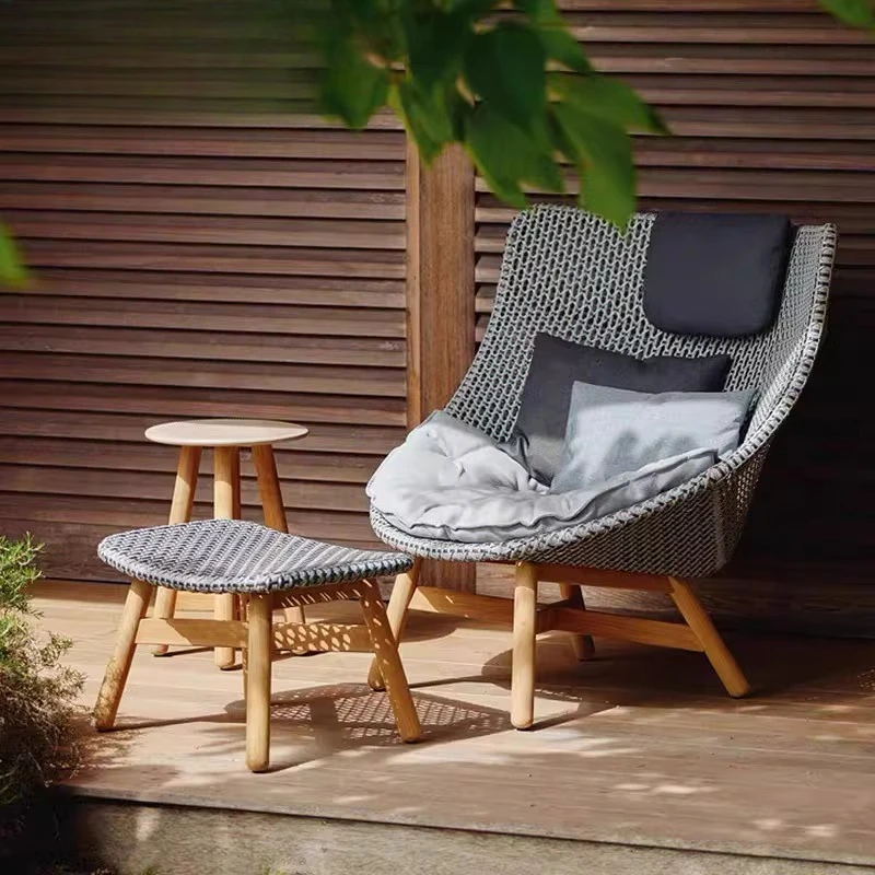 Outdoor sofa courtyard balcony rattan chair single waterproof terrace woven leisure chair