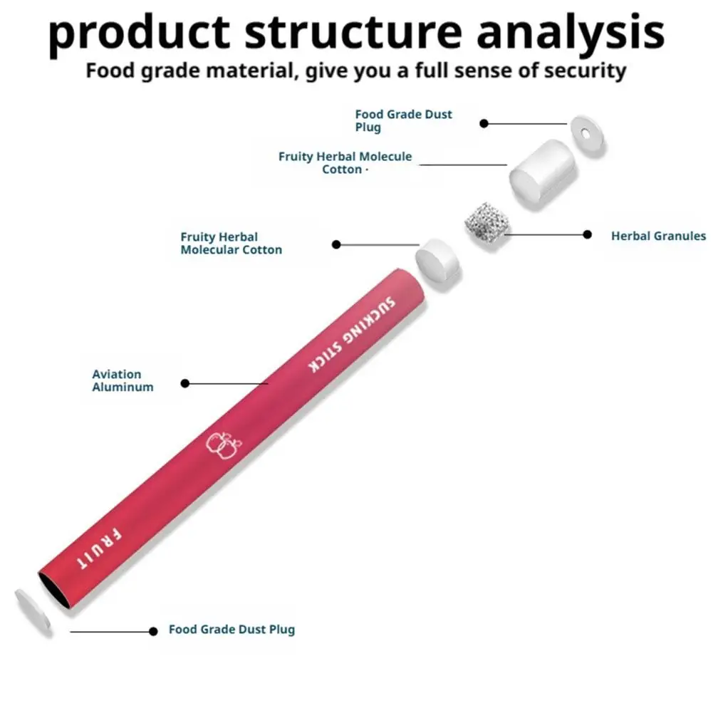 نكهة الفاكهة بمساعدة إقلاع التدخين عصا النيكوتين الحرة إقلاع التدخين قضيب صحي آمن وصحي أداة إقلاع التدخين