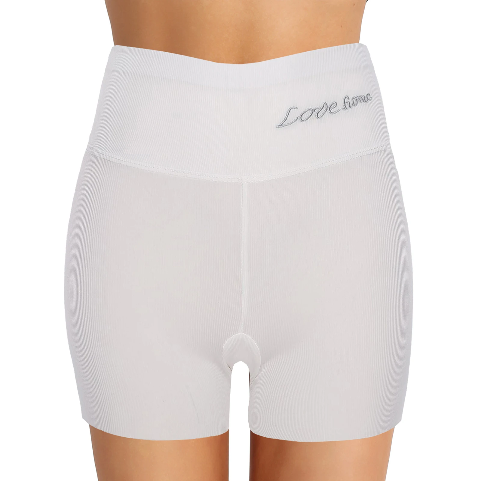 

Casual Women Stretchy High Waist Ribbed Shorts Solid Color Elastic Waist Safety Shorts Yoga Gymnastic Shorts Workout Sportwear