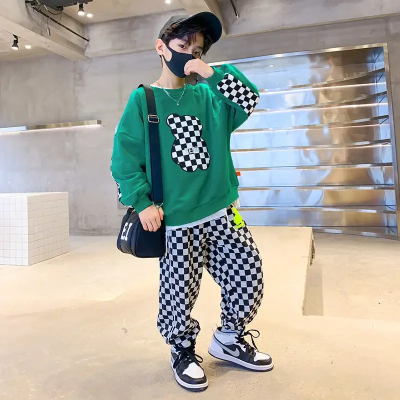 

2024 New Boys Clothes Set Teen Top +Long Pants 2Pcs Kids Tracksuit Summer Sports Suit Outfits Children Clothing 6 8 10 12 14 Y