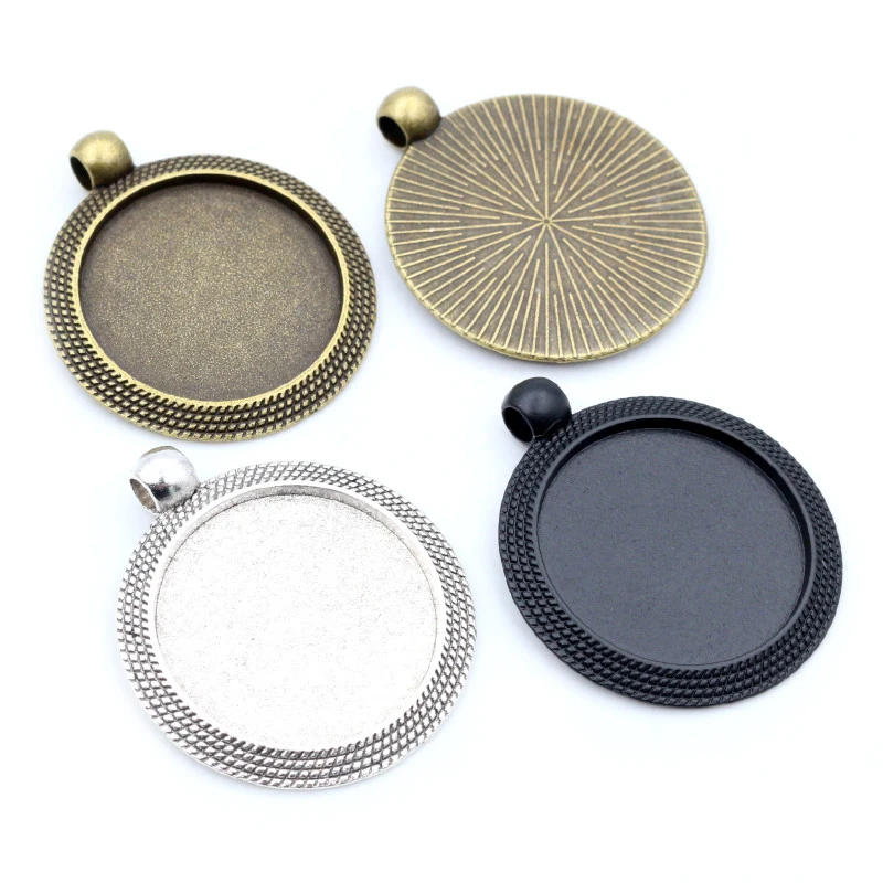 Nowa moda 5 sztuk 25mm wewnętrzna rozmiar antyczne srebro/pozłacane brąz czarne kolory fajny styl Cabochon baza ustawienie Charms wisiorek