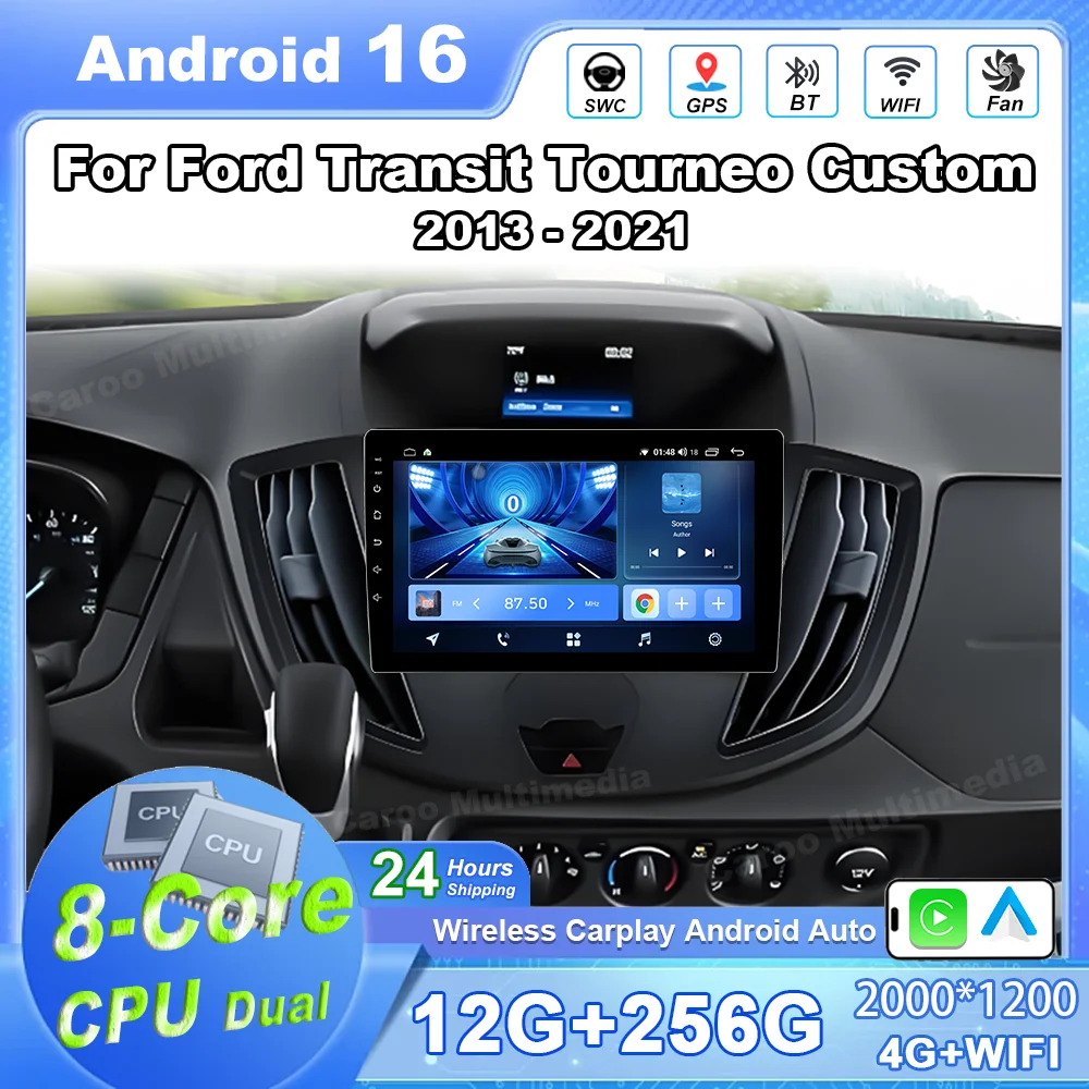 Car Android 16 For Ford Transit Tourneo Custom 2013 - 2021 Auto Radio Multimedia Player Navigation GPS No 2din DVD Screen WiFi
