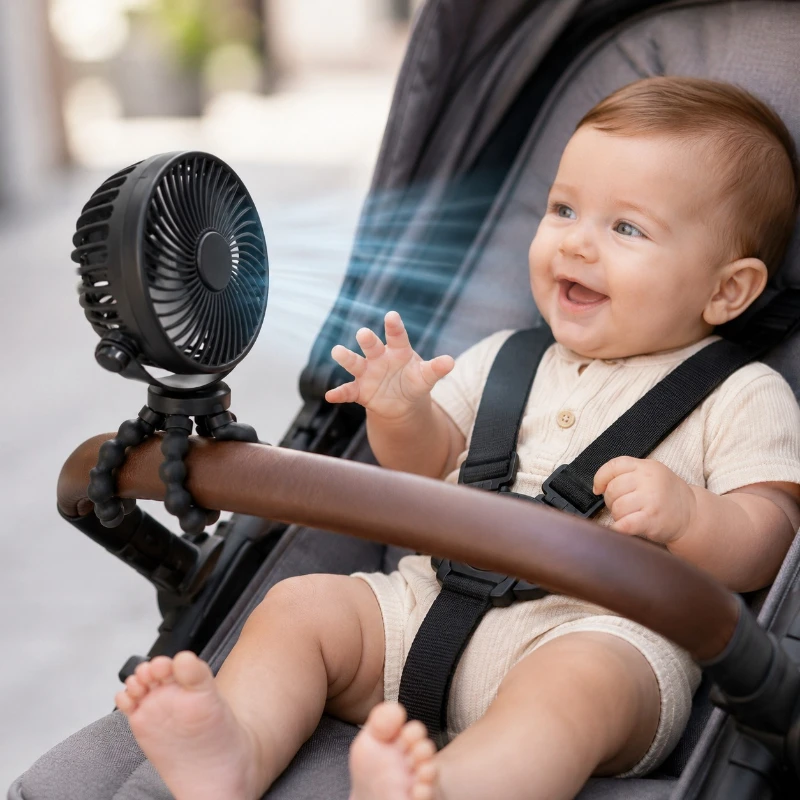 Stroller fan summer long-lasting battery life baby stroller octopus fan