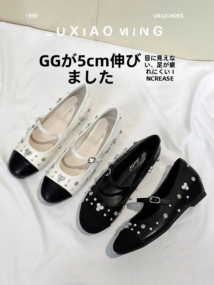 lamb-skin-version-rivet-inner-heightening-women's-shoes-2025-autumn-new-style-one-strap-mary-jane-ballet-flats-soft-surface