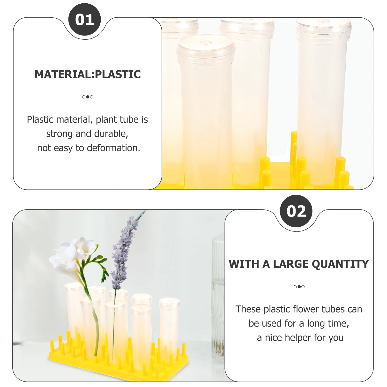 

1 set Flower Tubes Plant Water Retention Pipe Rack Indoor Plants Reusable Plastic Tube Stand Branches Test Supplies Gardening