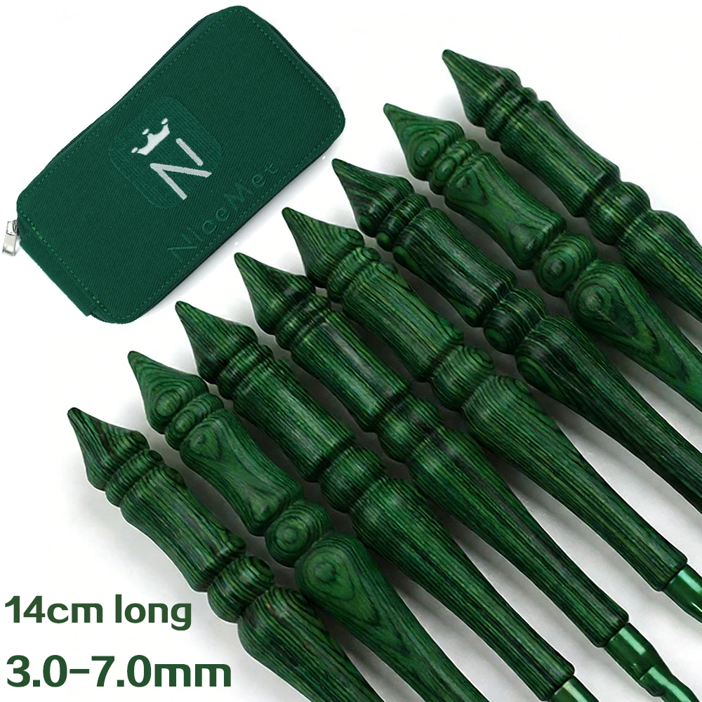 

Набор из 8 эргономичных деревянных крючков ручной работы, 14 см, иглы для стрелок при артрите, аксессуары для пряжи, размер от 3,0 мм до 7,0 мм