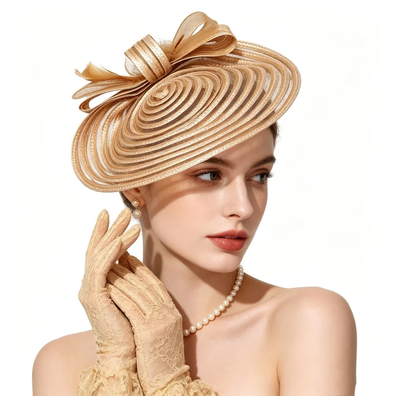 3pcs Set New Fishnet Braided Headband Tulle Hat Women'S Summer Banquet Fashion Headband with Lace Gloves And Necklace Decoration