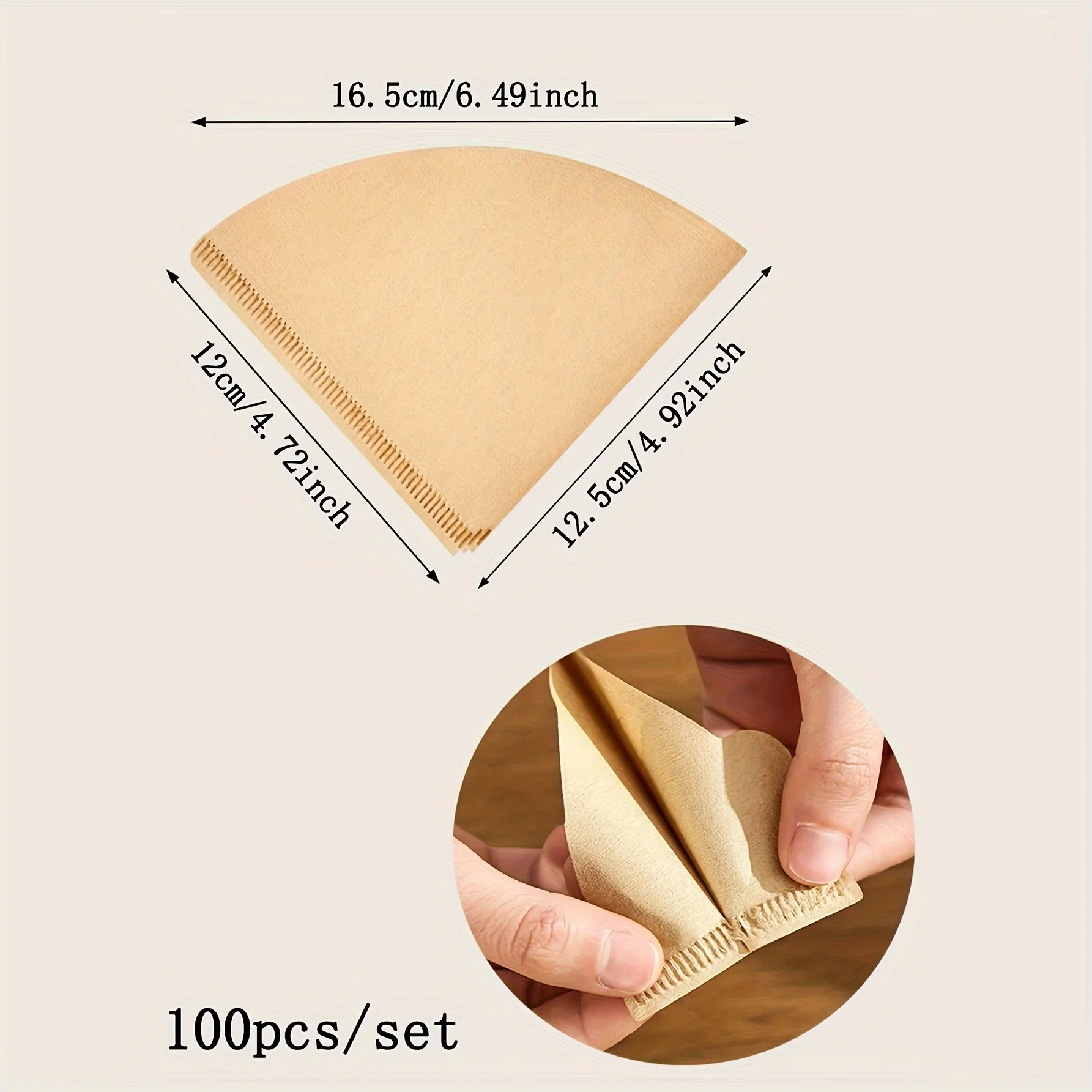 100pcs-Coffee Filter Paper Natural Unbleached Disposable Coffee Filters Paper 100 Count Natural Fit for Drip Coffee Dripper