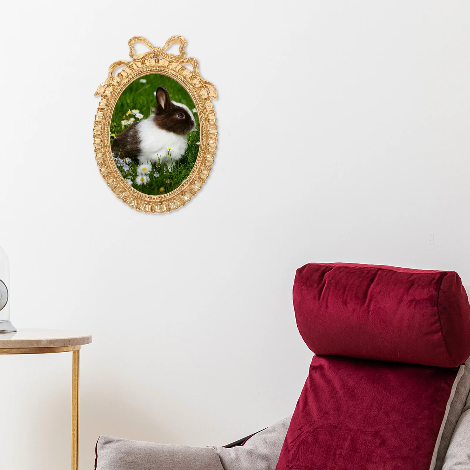 

Oval Resin Picture Frame Bowknot Vintage Decorative Family Home Wall Hanging Photo Display Bedroom Picture Frame Display