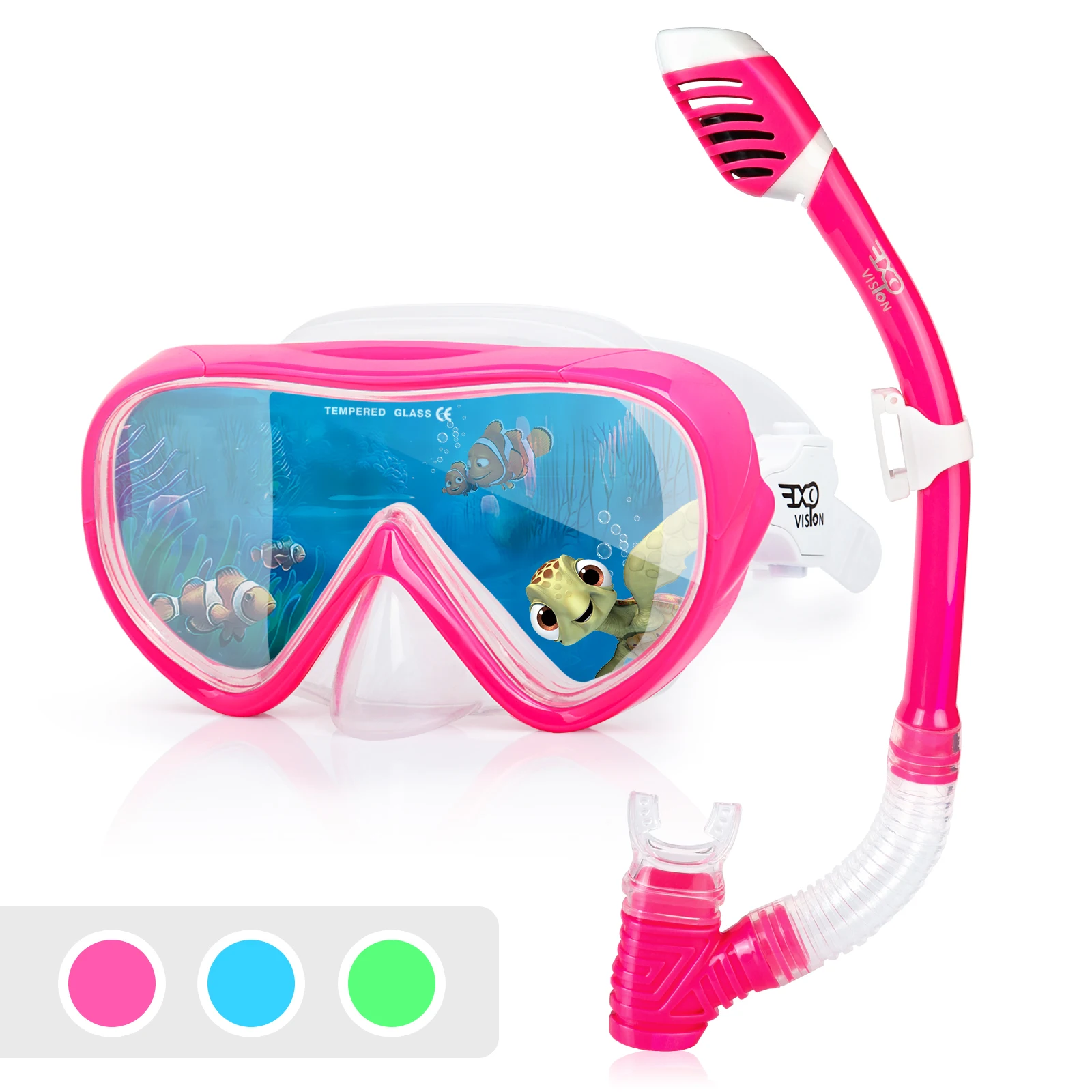 Conjunto de máscara de snorkel panorâmico para crianças, máscara anti-nevoeiro para jovens, óculos temperados, máscara de natação, snorkel superior seco para crianças