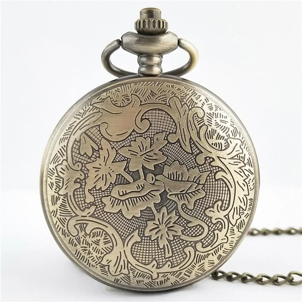 Unisex Vintage Quartz Pocket Watch Hollow Gear Arabic Number Pendant Necklace