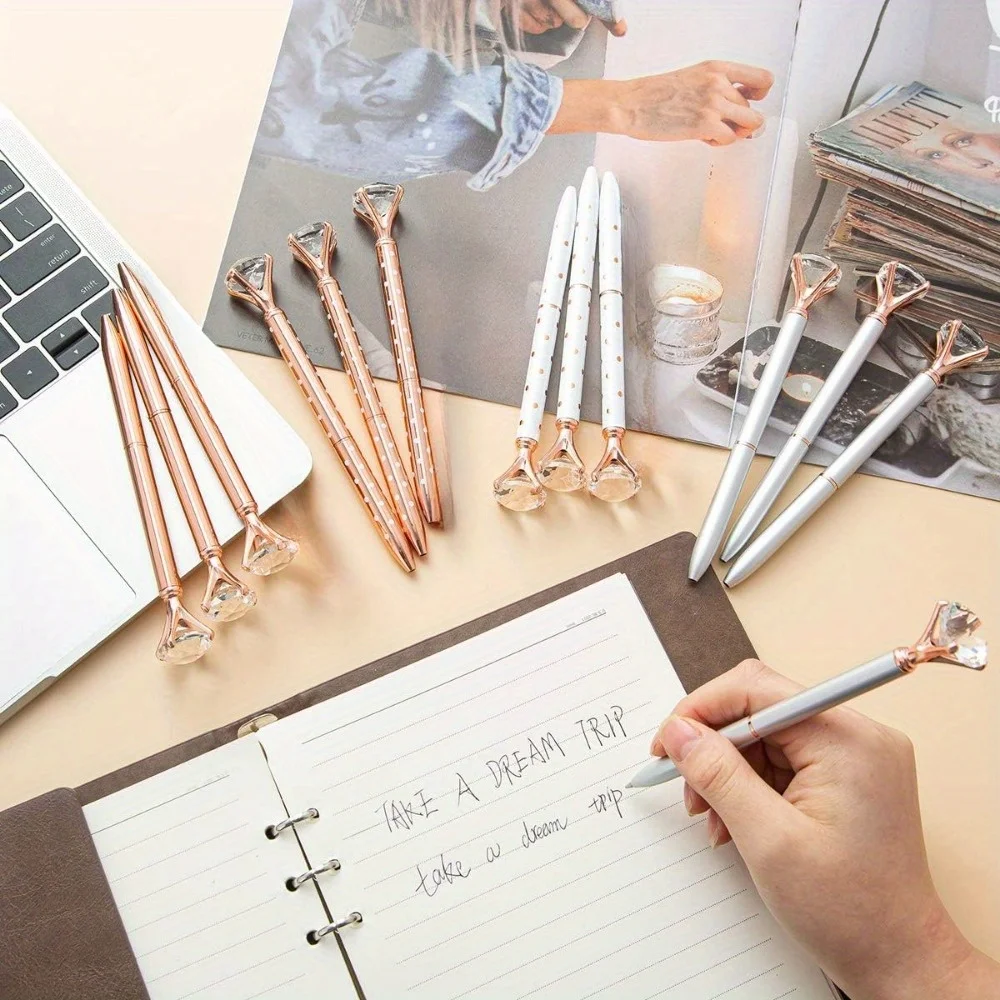 

Набор из 12 ручек с алмазным декором, украшенных кристаллами, для плавного письма, в подарок, для офиса и особых случаев