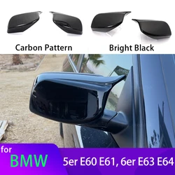 2ps Carbon Fiber Look Black Rearview Side Mirror cover Caps for BMW 5 Series E60 E61 E63 E64 2004-2008 520i 525i 528i 528xi 530i