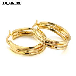 ICAM Brand Metal Elegant Hoop Earring Woman 2019 New Vintage Gold Color Cheap korean Statement Earrings Accessories brincos