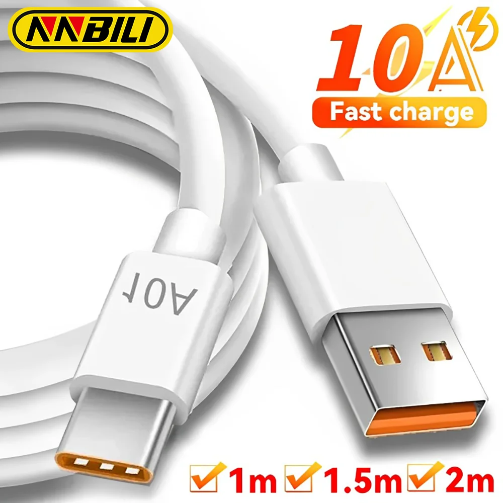 NNBILI 10A USB -C Quick Charging Cable for Samsung Xiaomi Huawei 120W USB C Mobile Phone Data Cord Super Fast Charge Data Cable