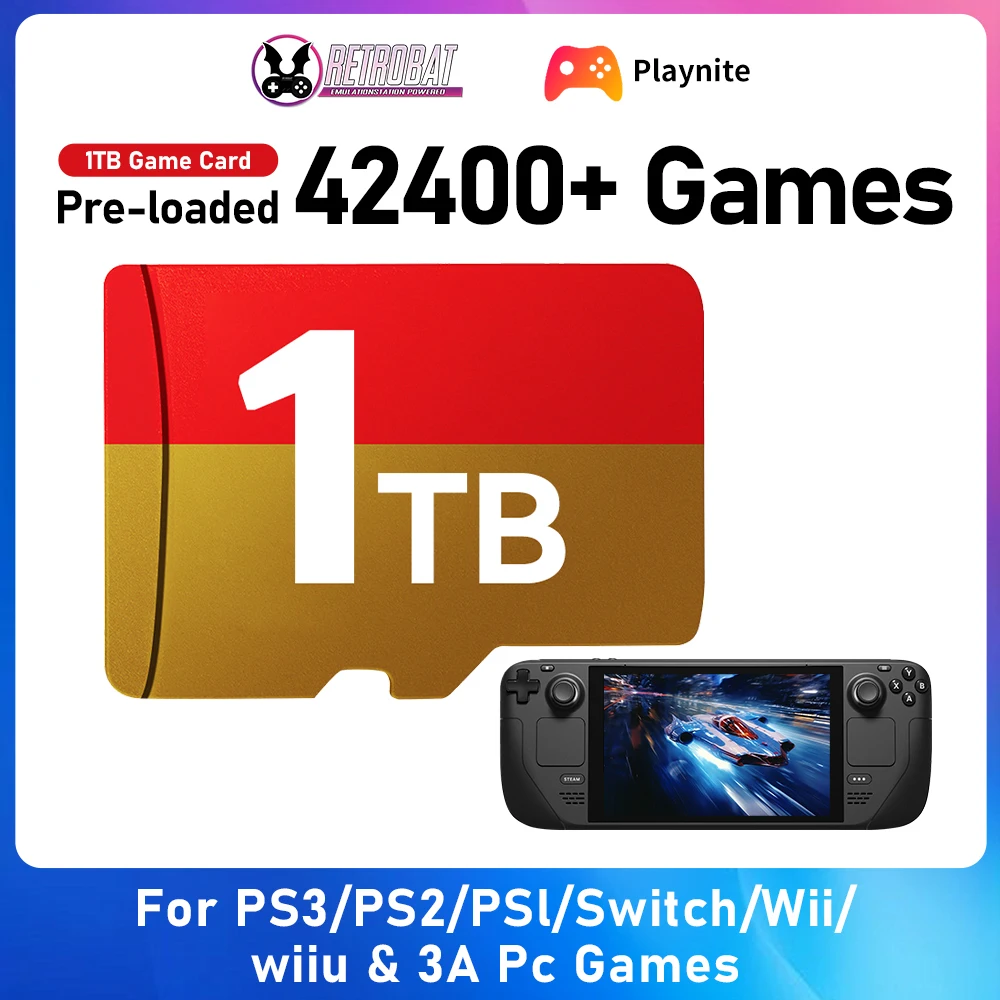 

1TB/512GB Game TF Card Retro Game Memory Card For ROG ALLY/Ayaneo/OneXPlayer/Win PC 42400+Games&50+Emulators for PS3/PS2/SS ect
