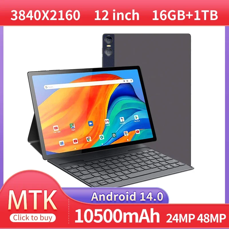 12 Inch Tablet mobile phone Dual 4G/5G Network 16GB RAM 1TB ROM 10 Core Android 13 Bluetooth