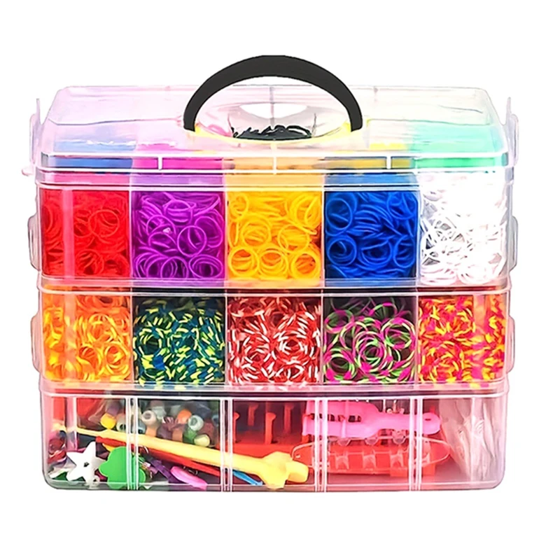 DIY Handmade Rubber Bands Weaving Tool Box Bracelet Kit Toys For Knitting Elastic Art Crafts Beaded Toys Girls