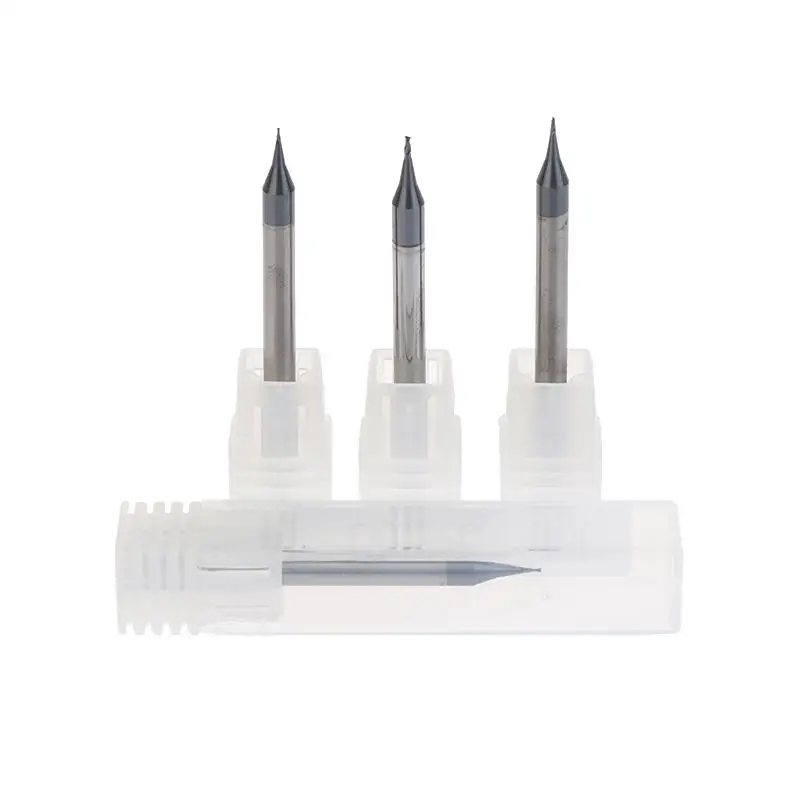 1Pcs Micro Carbide Flat End Mill 4mm Shank Milling Cutter CNC Engraving Bit 0.2-0.9mm Metal Shank Cutting Tools