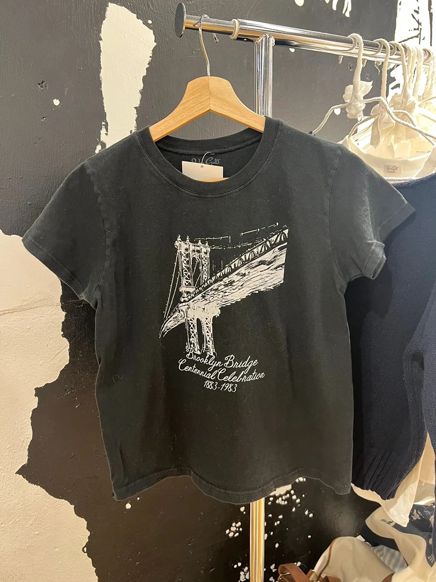 Koszulka z nadrukiem mostka damska z okrągłym dekoltem bawełniana letnia koszulka z krótkim rękawem amerykańska moda Vintage koszulka Streetwear topy Y2k