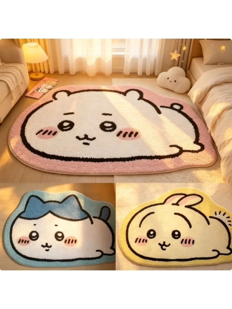 Chiikawa Cartoon Rug Anime Hachiware Usagi Plush Floor Mat Bathroom Non-Slip Carpet Car Cushion Soft Living Room Decor...