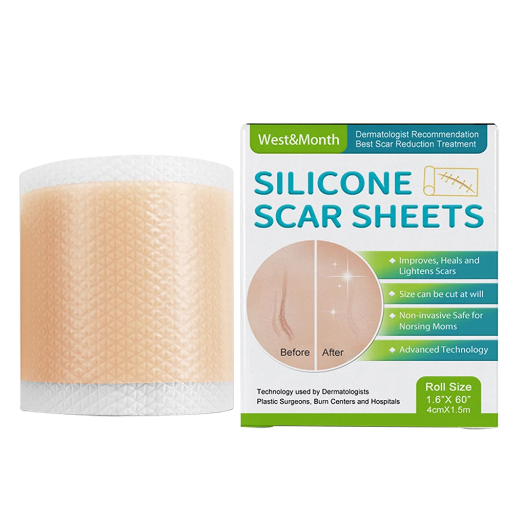 Silicone Scar Sheets Painless Scar Repair Tape Roll Gen 1 Roll/4pc Scar Removal Strips for Face Body Acne Skin Care