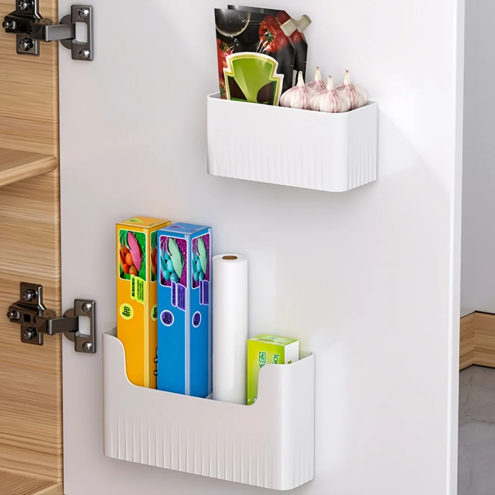 1/2pc Wall-Mounted Storage Box Multifunctional Kitchen Shelving Basket Space-Saving Hanging Organizer Rack for Bathroom Sundries