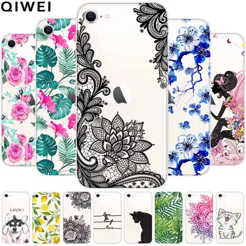 For iPhone SE 2020 2022 Case Transparent Cute Soft Silicone TPU Coques On for iPhone 5 5S SE 2016 Phone Covers Clear Capa Bumper